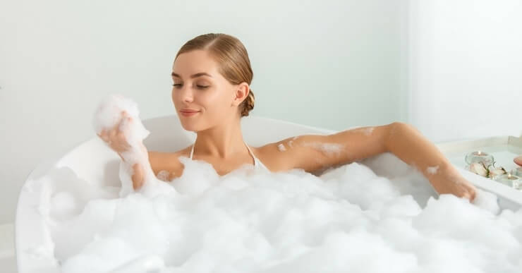 Taking a Bubble Bath in a Clawfoot Tub