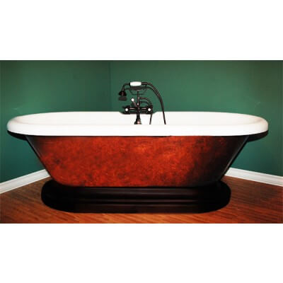 'Copper Lewis': 70" Acrylic Double-Ended Pedestal Tub with Faux Copper Finish